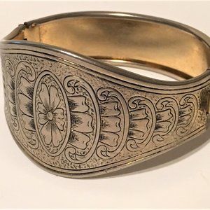 Southwestern Style Embossed Hinged Cuff Bracelet